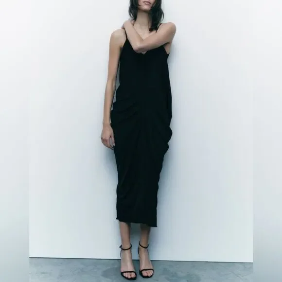 ZARA LONG COCOON DRESS - Picture 6 of 9